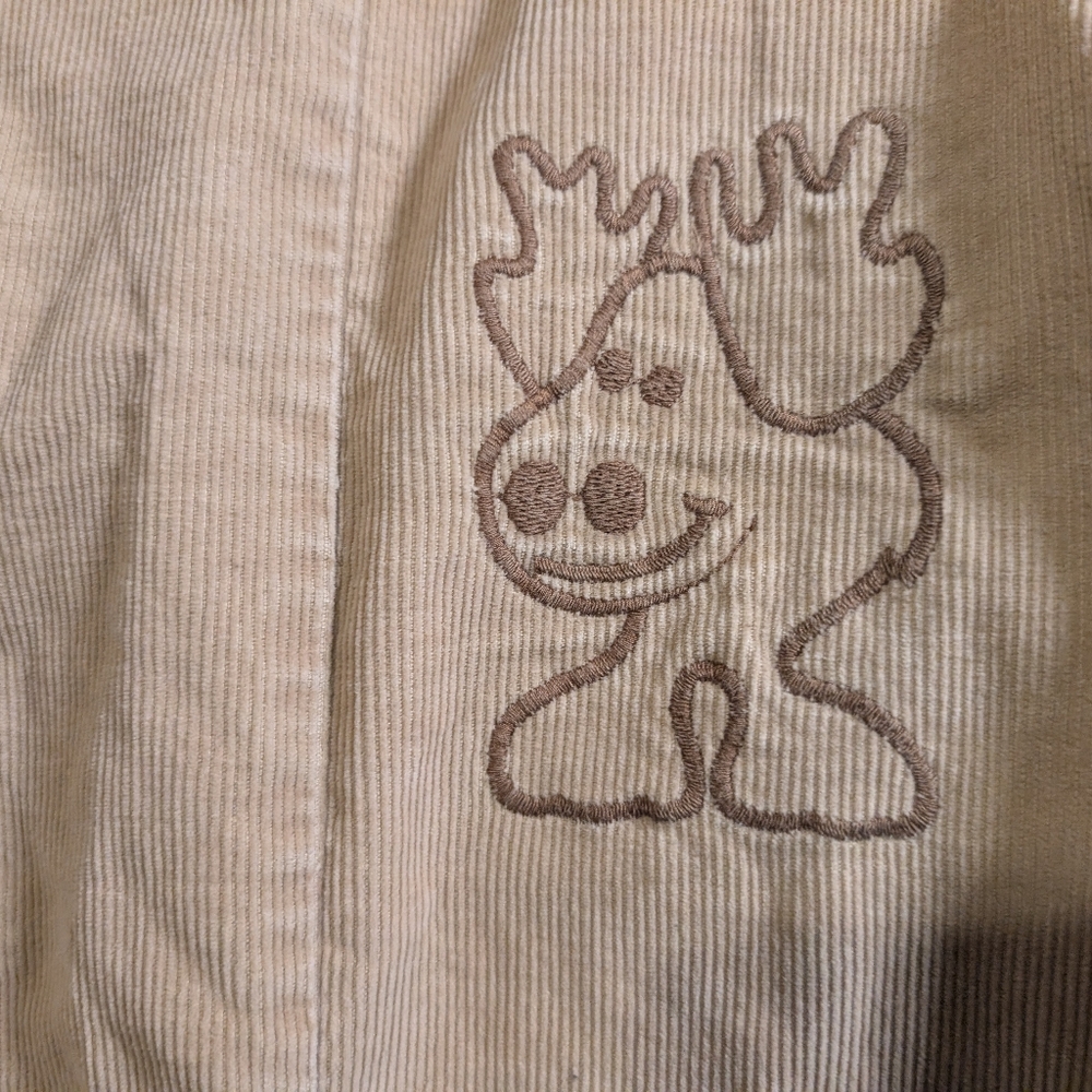 Vintage Boys 12Month Beige Corduroy Embroidered  Moose Royal Heir Overalls